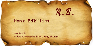 Menz Bálint névjegykártya